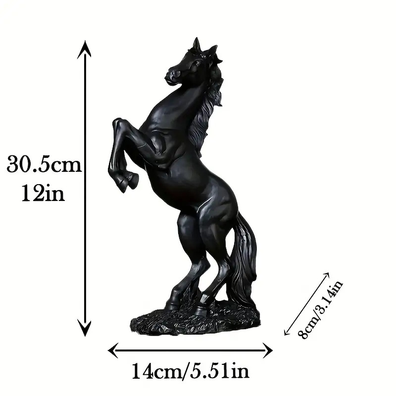 TEMU 1pc, 3d Horse Decoration, 12inch* 5.51inch* 3.14inch Cm, Suitable For Bookcases, Rooms, Offices, Cafes, And Bar Decorations, Resin Statue Craft,
