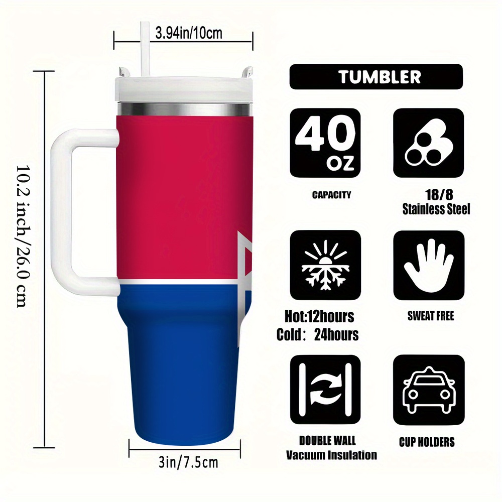 1pc   40oz stainless steel tumbler with spill proof lid reusable straw durable travel mug for hot and cold beverages   2