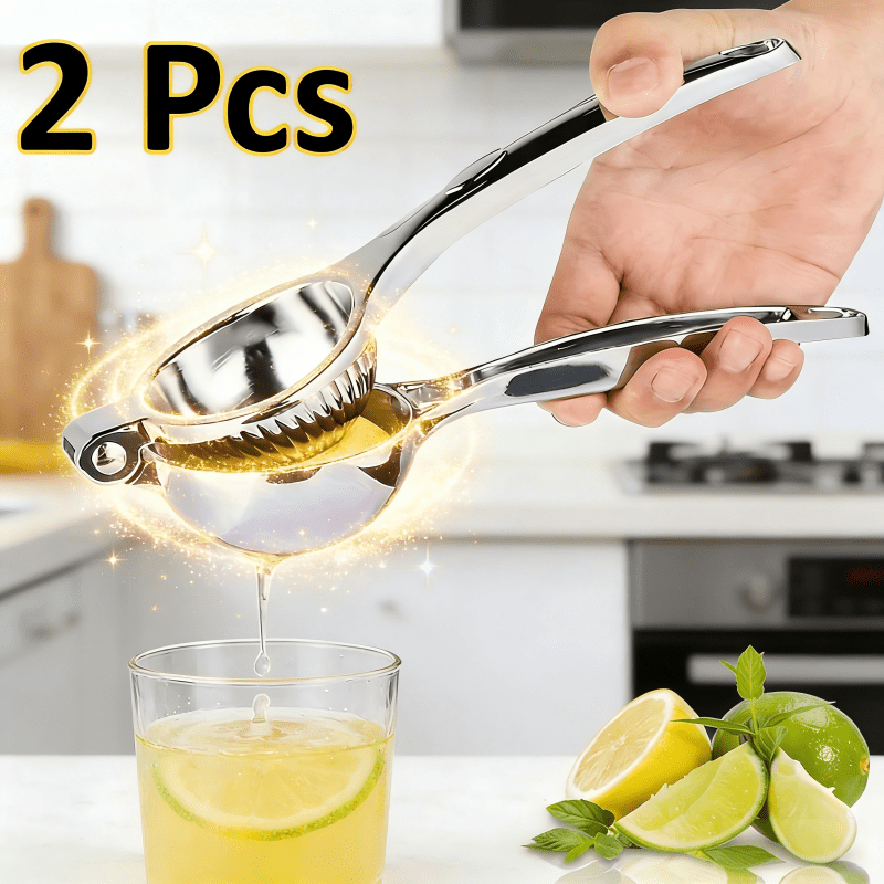 TEMU [stainless Steel Juicer] 2pcs Stainless Steel Lemon Squeezer | Manual Juicer, Compatible With Multiple Fruits, Easy Clean For Home Commercial