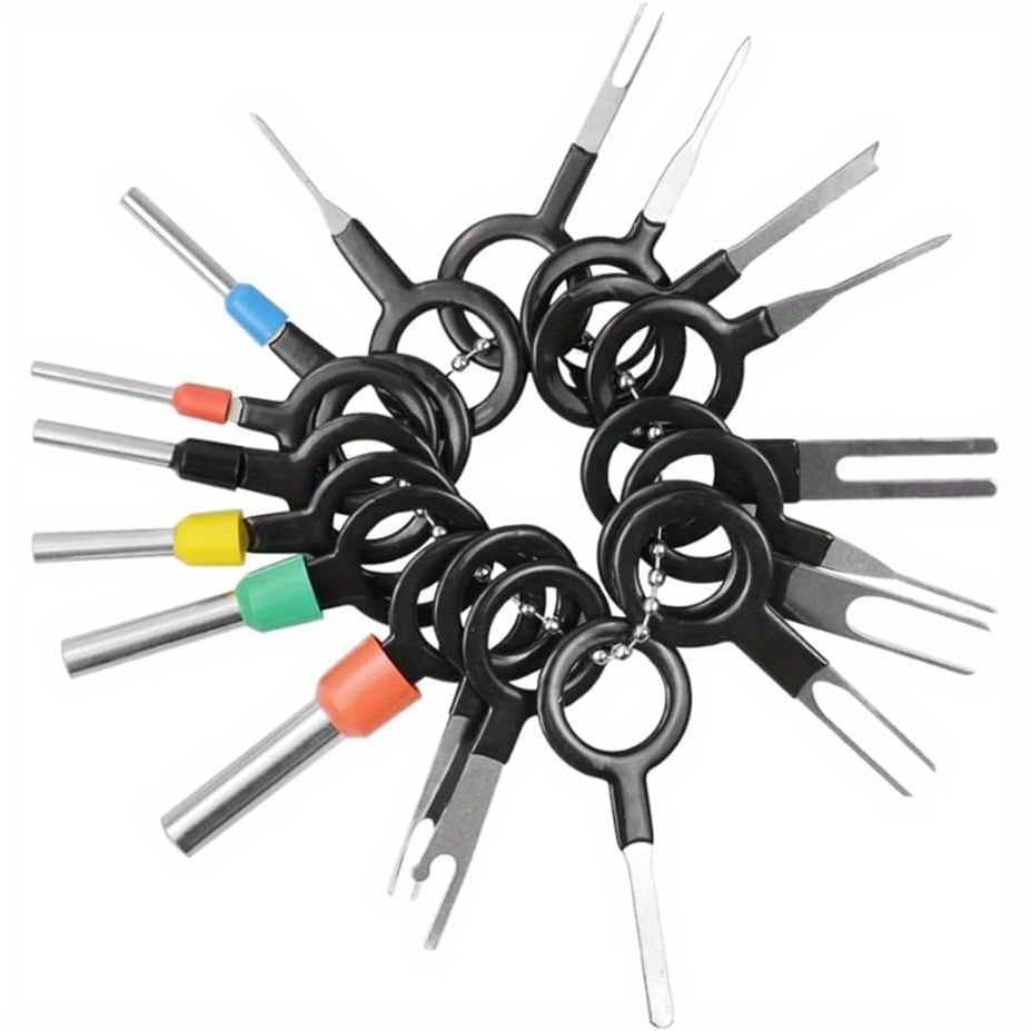 Image of 18pcs Car Wire Harness Terminal Release Tool Set, Connector Crimp Pin Back Needle Remover, Steel Extractor Pick
