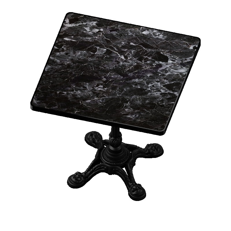 Marble-Look Sintered Stone Square Table - Heavy-Duty Cast Iron Base for Bistro, Cafe, Bar And Home Use