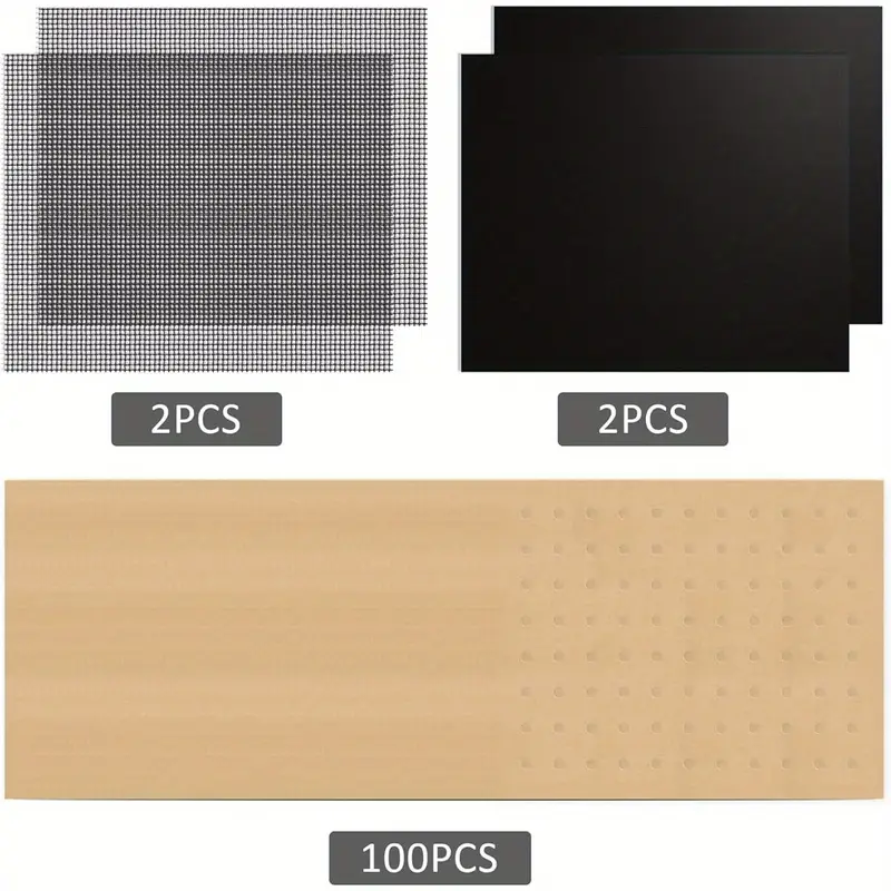 100pcs 11x9 inch disposable parchment paper with 2pcs reusable toast oven liners & grill mats set - , precut air fryer liners for oven & grill, baking, frying, and grilling, kitchen essentials|reusable liners|nonstick surface, oven liners for baking Product details 6