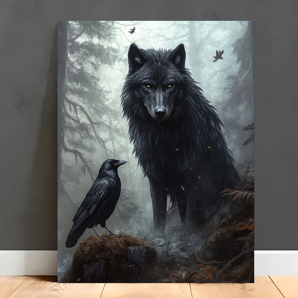 

Decor 1pc Wolf And Canvas Art Print, Wooden Decor, For Christmas, , , To , - Ready To