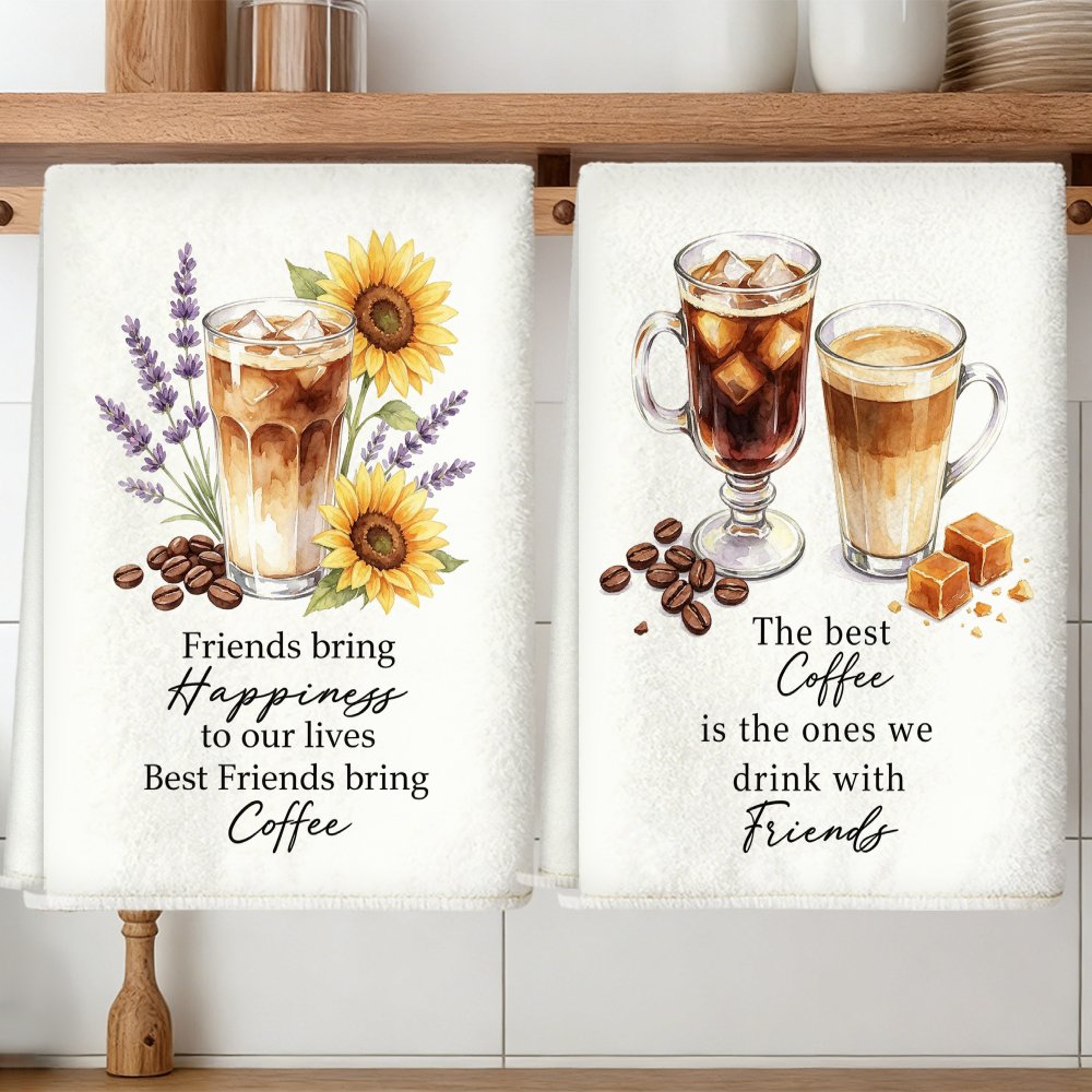TEMU 2pcs Set Of Soft Absorbent Microfiber Dish Towels, Cleaning Decor, Suitable For Mothers, , Neighbors' Moving/birthday Gifts, Coffee Friendship