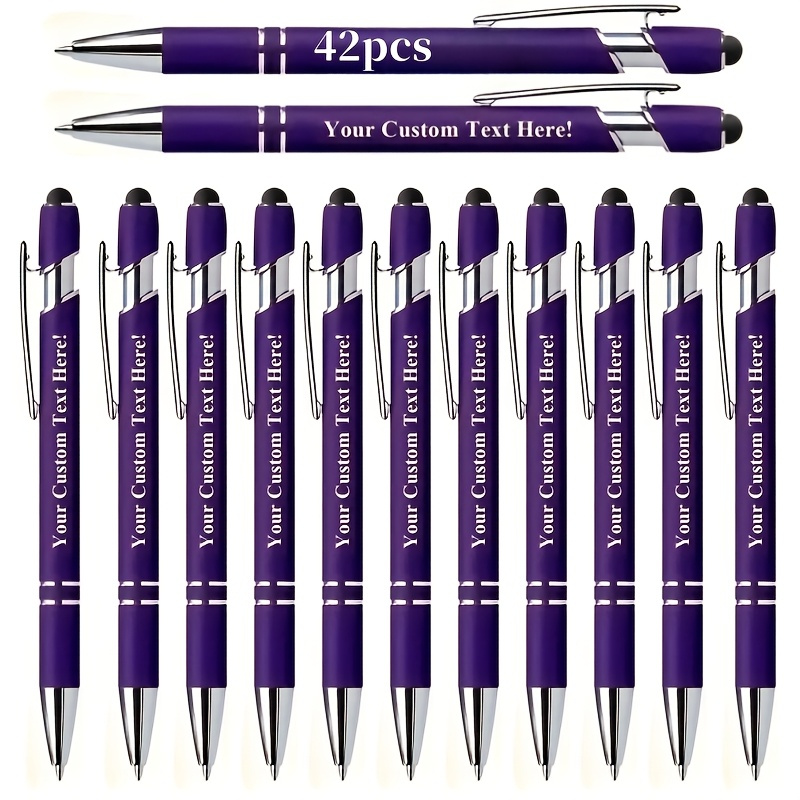 

42-pack Custom Engraved Metal Ballpoint Pens With Clips, Fine Tip, Smooth Writing, No Feather, , Ideal For Gifts, Promotions, Office, Weddings, Graduations, Personalized Text Option, College