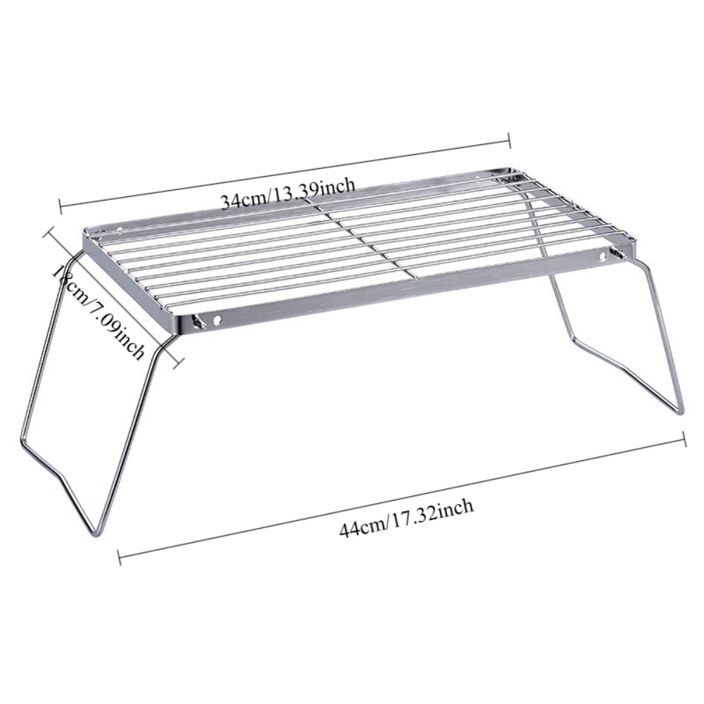 TEMU Stainless Steel Foldable Bbq Grill Grate, Portable Rectangular Campfire Grill Net For Outdoor Cooking, Heavy Duty Griddle Replacement Grill Rack