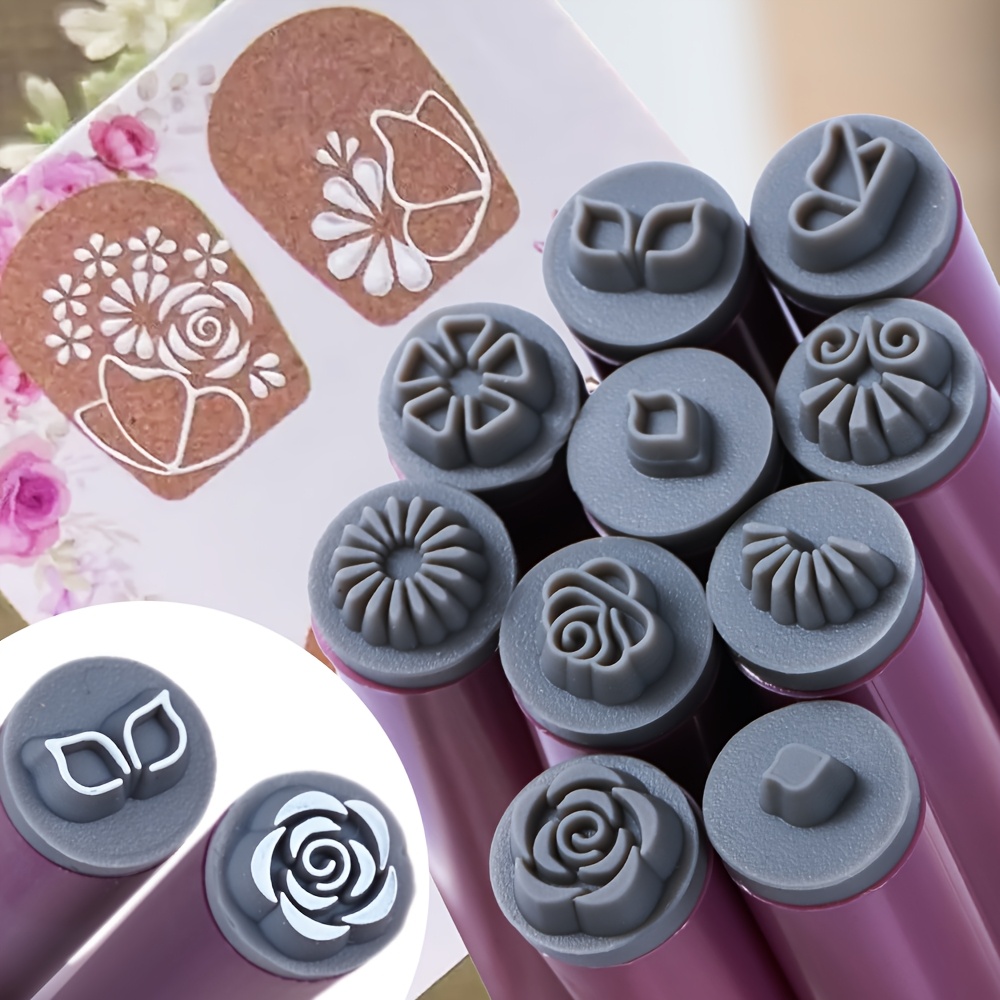 TEMU Nail Stamping Pen With Replaceable Tip, Portable Nail Pen With Patterns, Nail Carving Stamping Tool