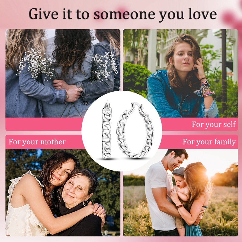 Women's Exquisite 925 Sterling Silver Chain Earrings, Heartfelt Gift