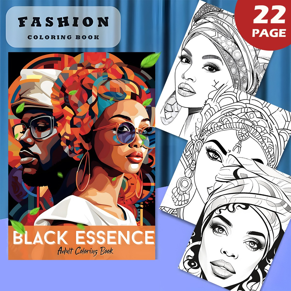 

Livre de coloriage pour adultes Black Essence - 22 pages épais, couverture au design , idéal pour les adolescents et les adultes - Cadeau créatif pour diverses