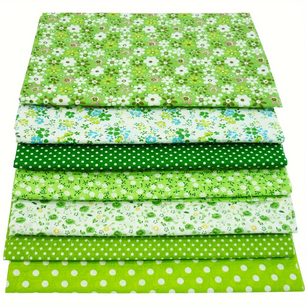 TEMU Lot de 7 pièces de tissu vert, chaque pièce mesurant 15,75 X 19,69 pouces, idéal pour les projets de quilting et de patchwork