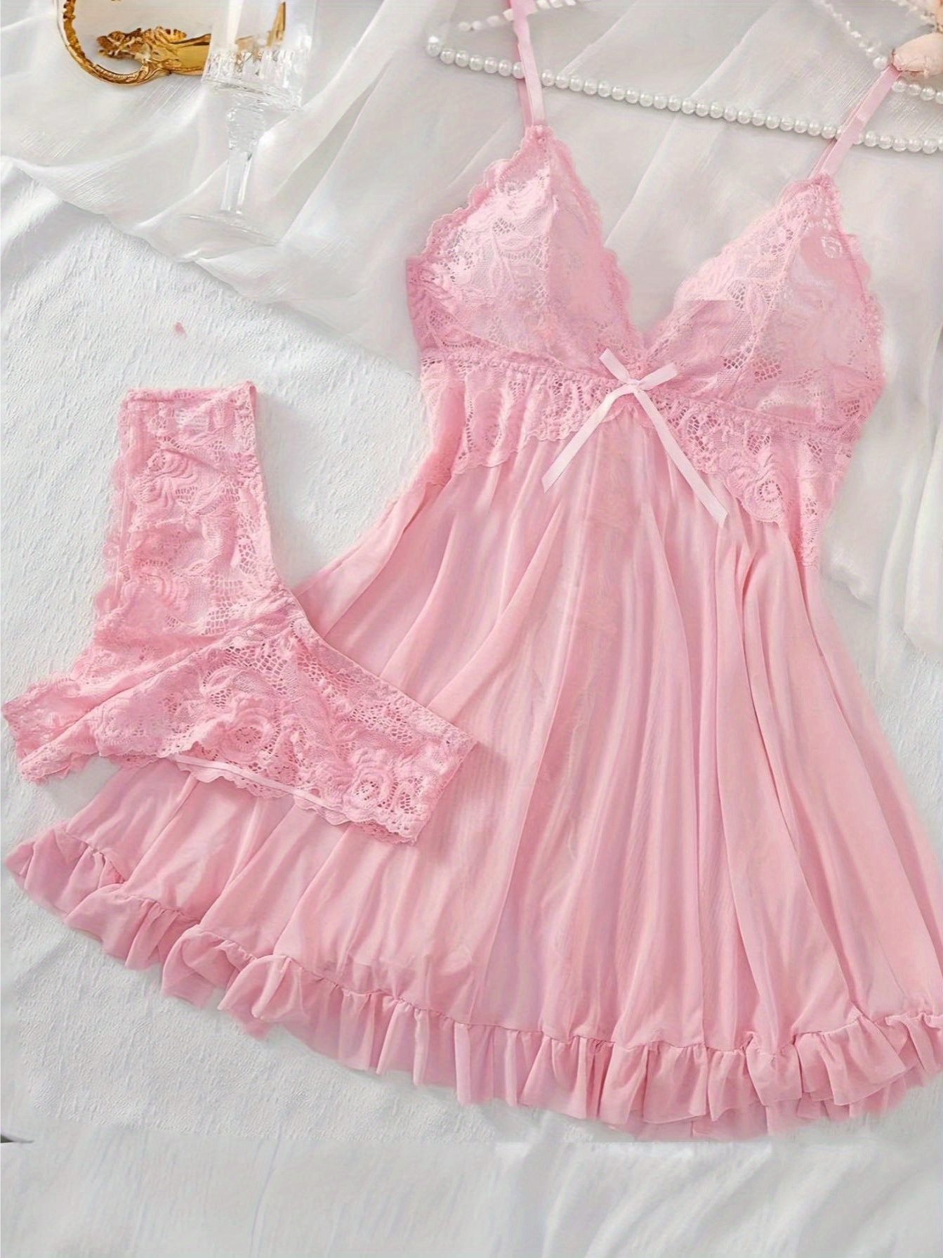 pink lingerie plus size sold on Temu United States