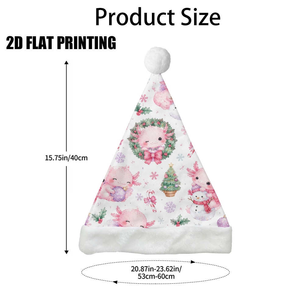 TEMU 1pc Axolotl Christmas Hat With Cute Axolotl Face & Suitable For Holiday Parties, Winter Weddings, - Soft Suitable For Christmas, New Year