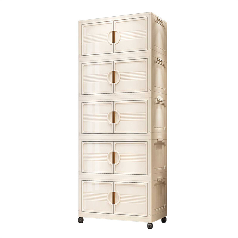 TEMU 5 Tier Storage Boxes With Lid Wheels Doors, Stackable Storage Bins Storage Containers Mutifunctional Plastic Storage Box For Storing Clothes