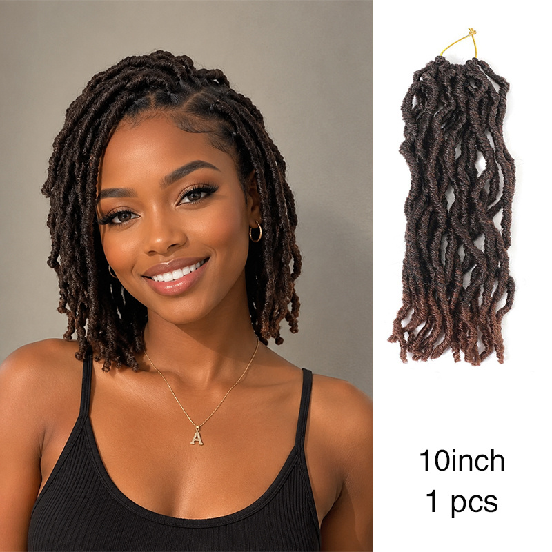 TEMU 1 Pack de Courtes Faux Locs Cheveux au Crochet 12 10 Pouces Locs Ondulés Dreadlocks au Crochet Effet Vieilli Papillon Dreadlock Extensions
