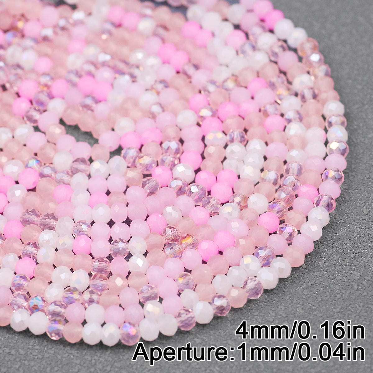 TEMU 230pcs Of 4mm Pink Mixed Glass Multi- Shiny Flat Round Beads, Perfect For Decorating Vases, Brooches, Belt Additions, Stage Performance Props,