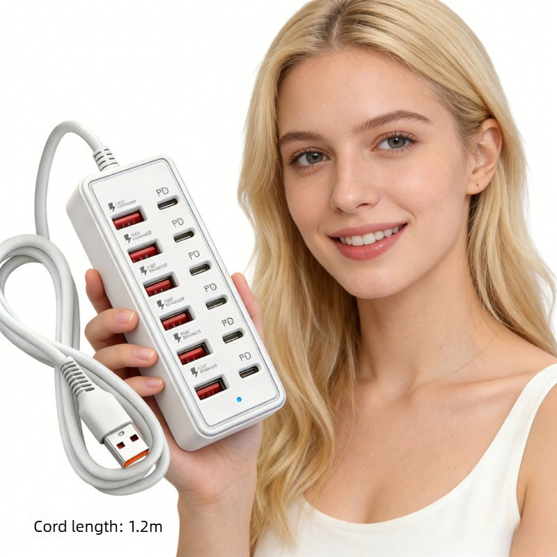Image of 2026 Newest 12-port Usb 6 Usb + 6 Type-c Pd 66w Fast Charging Station For Smartphones Tablets Laptops Pd Devices Compact Charger