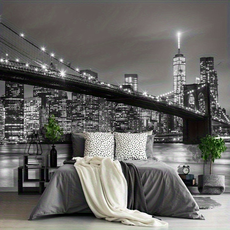 Modern Tapestry New York Manhattan Brooklyn Bridge Night View_voghion.com