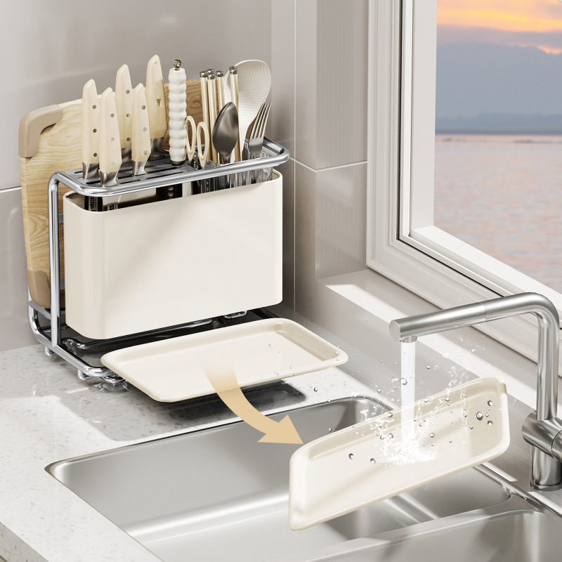 Knife organizer, multifunctional countertop kitchen storage rack, used for storing knives, cutting boards, forks, with drainage tray, durable and space saving kitchen storage design, Kitchen Knife Storage, Utensil Holder for Kitchen Counter, Kitchen Storage And Organization, Knife Organizer Rack, Kitchen Organizer, Countertop Organizer, Cutting Board Storage, Functional Storage, Compact Design, Longlasting Storage, Durable Construction, Knife Rack, Kitchen Caddy, Home Cooks,