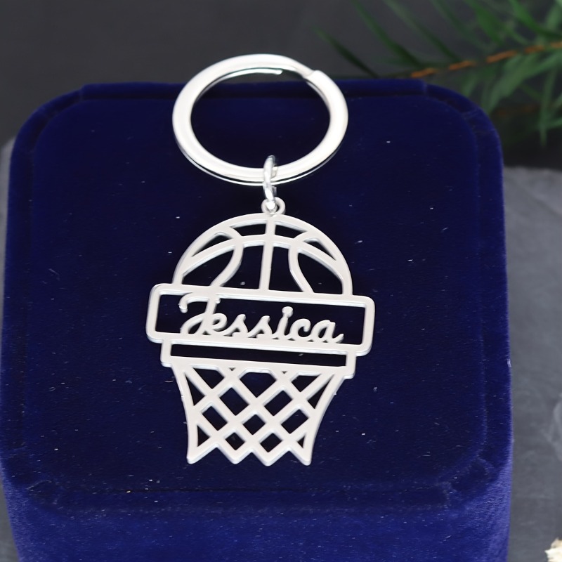 TEMU Llavero de Baloncesto Personalizado con - Colgante de Aro de Baloncesto, Diseño Deportivo Elegante para Regalo de Moda Masculina, Accesorios de