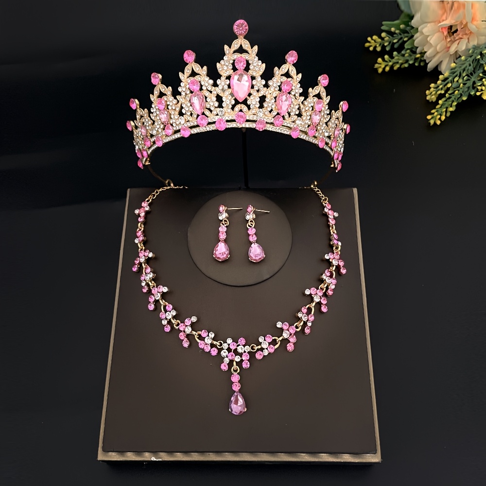 TEMU A Set Of Jewelry Including A Tiara And Crown, Along With A Necklace And Earrings, Designed For Women. This Elegant Bridal Accessory Is Perfect