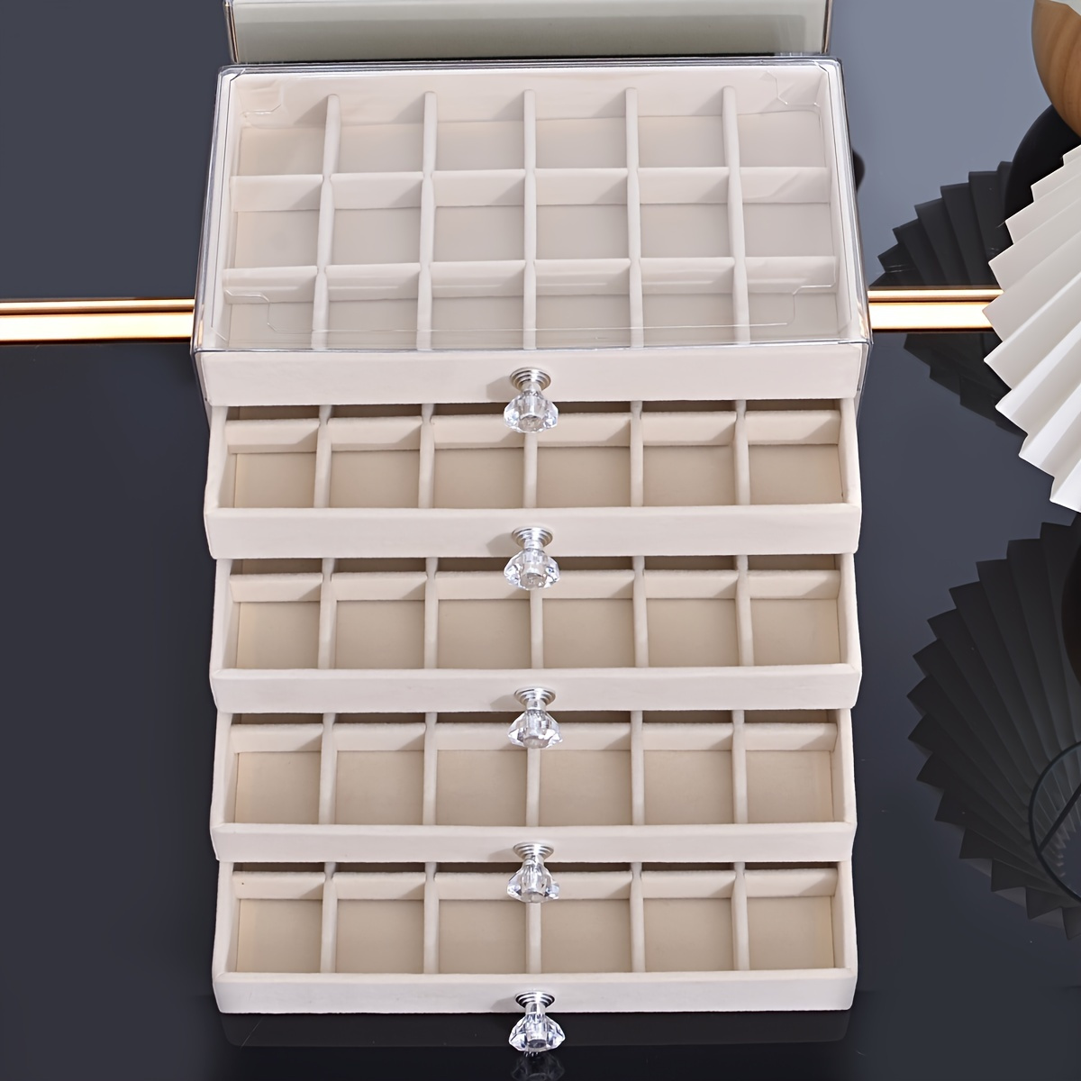 1 multi function transparent desktop large capacity drawer jewelry box bracelet bracelet earring ring storage box multi layer partition watch storage box ring box earring storage box necklace storage rack earring storage box jewelry storage bo Product details 13