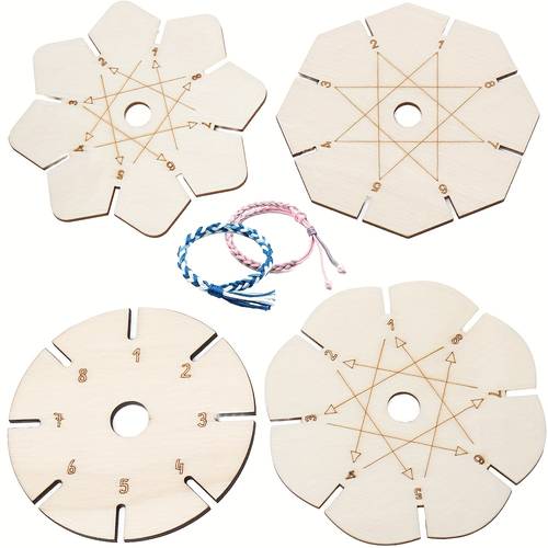 4 bracelet braiding discs flower shaped wooden discs bracelet braiding discs braiding tools beading thread discs for gift materials friendship bracelet making braiding materials jewelry making handmade craft supplies
