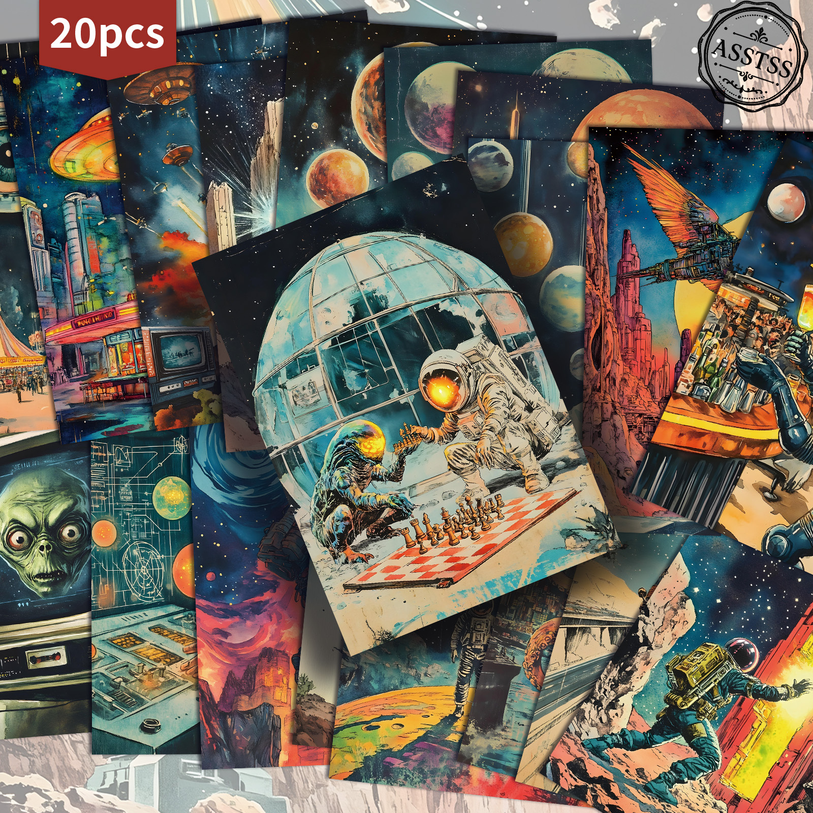 TEMU 20-pack Asstss Vintage 50s Style Postcards - 4x6 Inches Retro Junk Journal Supplies, Classic Pinup Illustrations Collectible Decorative Painting