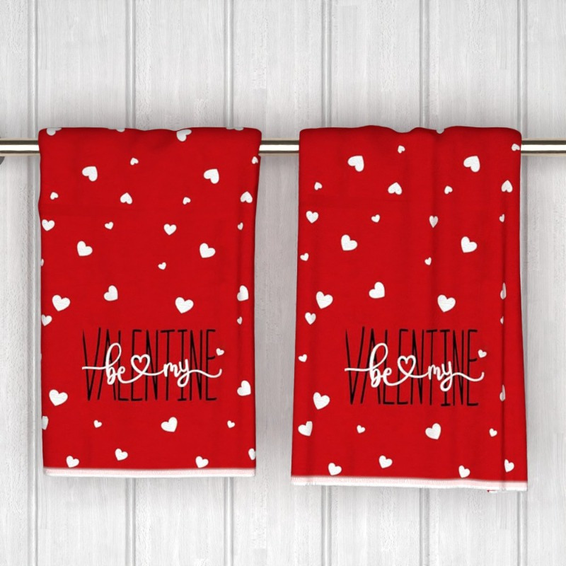 

2-pack Valentine's Day Soft Polyester Towels, 18x26 Inch, Unscented, Woven, Super Soft For Kitchen, Bathroom, Gym, Relaxed Hair, Love Heart Pattern Decorative Towels, Romantic Gift Idea