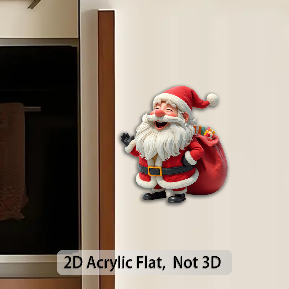 TEMU 1pc Magnet - Soft Acrylic Character With Big Beard And Gifts, Refrigerator Magnet For Christmas Decor, Holiday Gift, For Door Or Party Display -