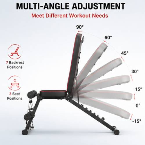 rider print adjustable weight training bench multi angle exercise home gym fitness equipment model 2023