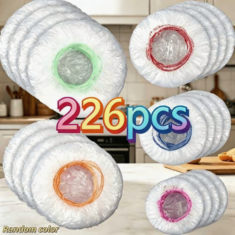 TEMU 226pcs Large-capacity Stretchable Cling Film, Food-grade Stretchable Sealing Cover, Reusable Transparent Bowl And Dish Lid, Assorted Colors,