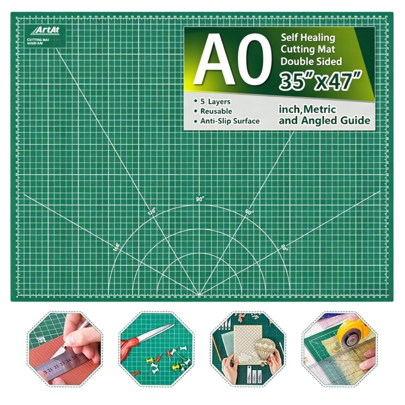 A0 Double Sided Cutting Mat, Extra Large Self Sewing Cutting Mat, Grid Line Pattern, Dual- Sided Inch And Measurements, Pvc Cutting Mat, For Cutting Quilting Modeling Projects