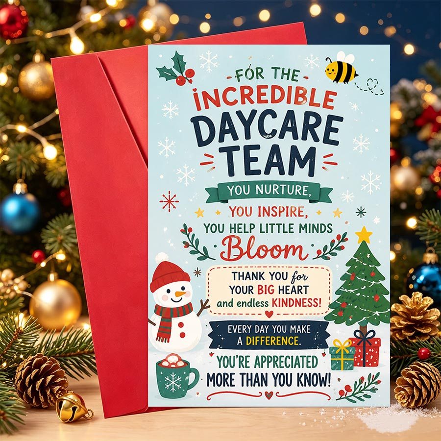 TEMU 1set Christmas Greeting Card Appreciation Gift For Daycare Team Ideal For