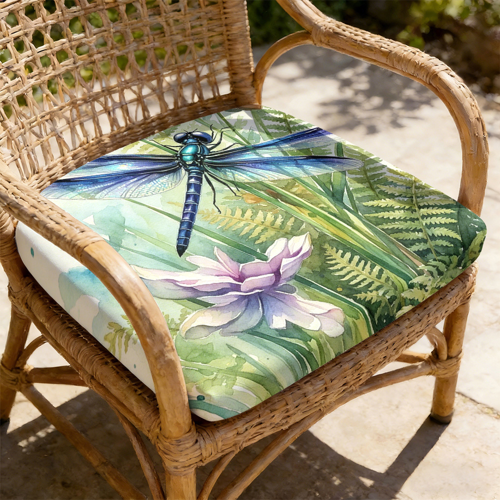 1pc Silent Winged Dragonfly Pattern Courtyard Chair Seat Cushion, Indoor And Outdoor Seat Cushions, Back Cushions, Size 19.7*17.7*1.57inch, Suitable for Garden Chairs, Office Chairs And Floor Seats. Soft And Comfortable
