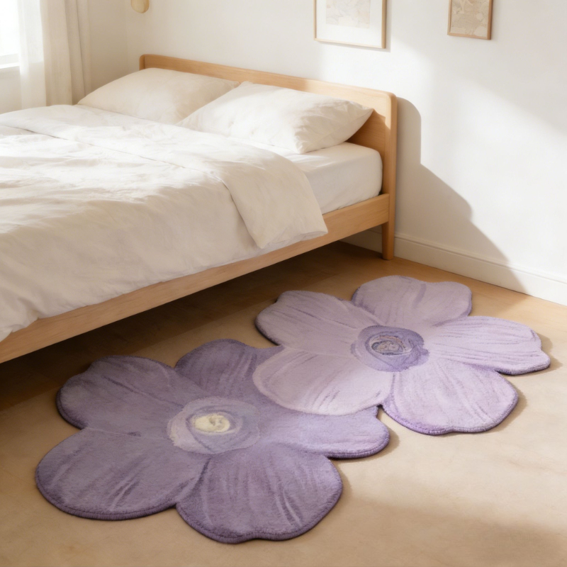TEMU Tappeto decorativo per camera da letto in 1000g+10mm a tema per San Valentino, tappeto felpato stile crema per comodino, tappeto felpato viola