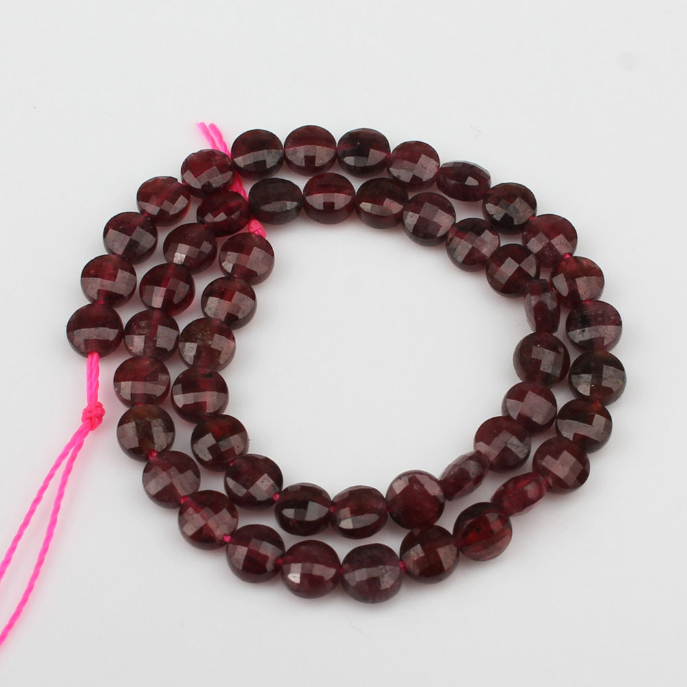 TEMU 2d Flat, 3x4mm Natural Stone Flat Round Garnet Beads, Gorgeous Loose Beads, Suitable For Diy Elegant Bracelets, Necklaces, Earrings, Jewelry