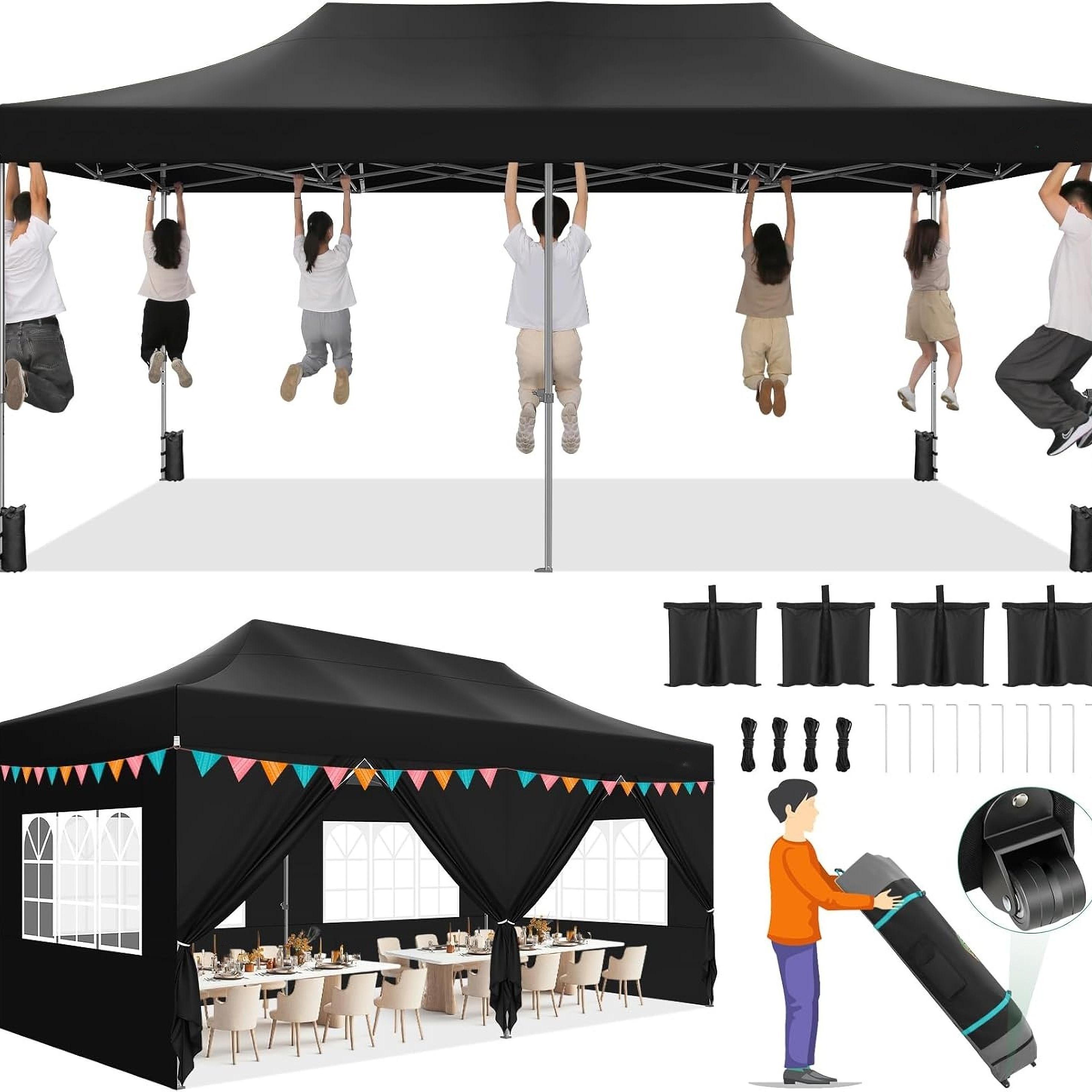 3x6m Folding Outdoor Tent With 6 Removable , Upgraded Structure, Safe And Stable, Spacious, Suitable For Parties, Lawns, Picnics, Patio Tents