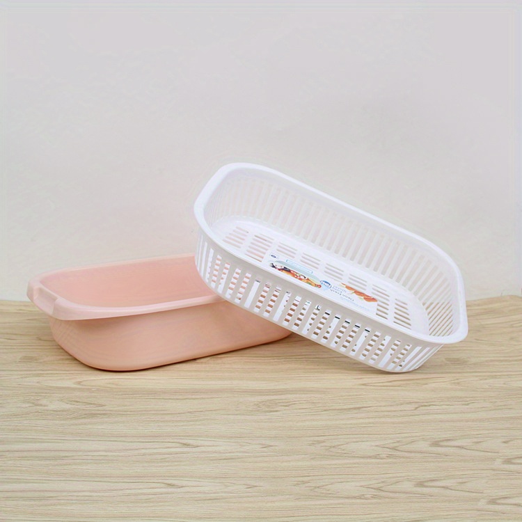 thickened   inches household fruit drain basket vegetable basket two piece set of multi functional vegetable drain basin shelf baskets Product details 4