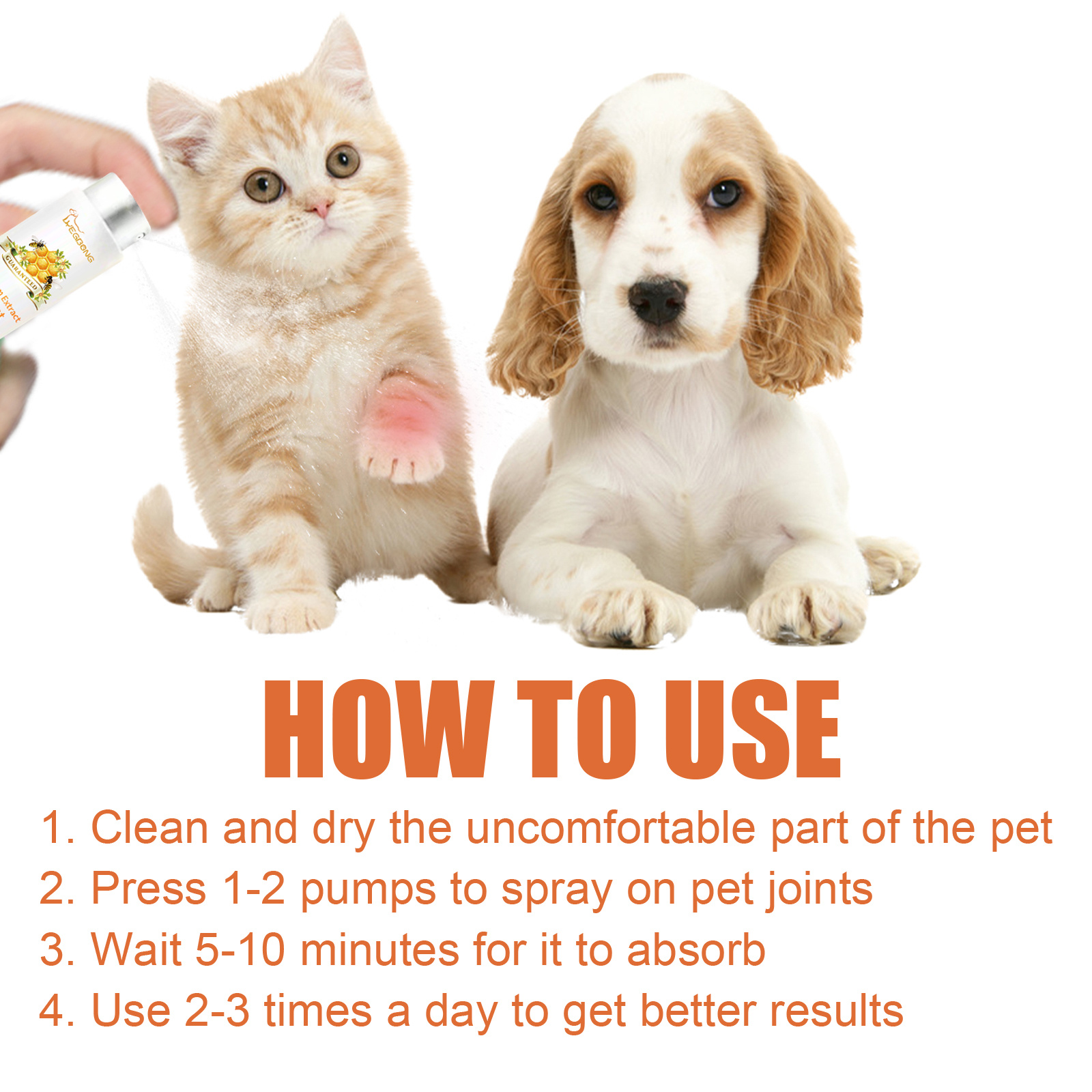 20G Pet-Specific Joint Care Spray, Gentle Topical Spray, Easy And Convenient to Use, Helps Flexible Joints, Enhances Mobility, Suitable for Cats And Dogs And Other Pets, Home Long-Term Care, Caring for Pet Bone And Joint Health, Without Battery