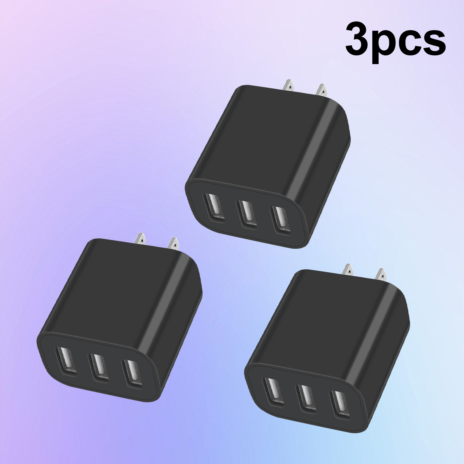 

3-pack 3-port Usb Wall Charger Adapter, 10-20w Power Supply With Us Plug, Compatible With Iphone 11/se/xr/8, Ipad Pro Mini, 16/15/14/13 Series, Fast Charging Cube