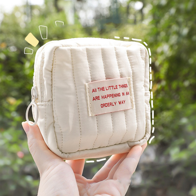 E-shop Mini Süße Quadratische Kosmetiktasche Damen Tragbare Kopfhörer Lippenstift Damenbinden Aufbewahrungsbeutel Kleine Make-up Reißverschlusstaschen