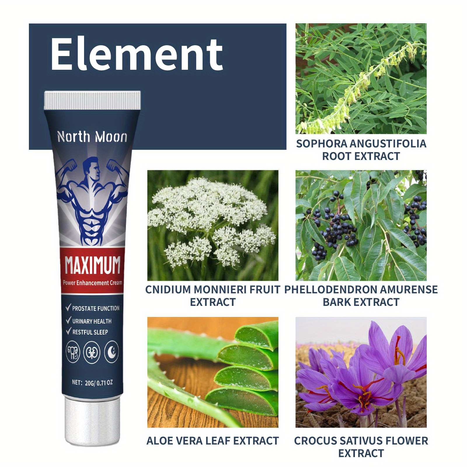 North Moon Maximum Strength Massage Cream - Relieves Muscle & Promotes, Contains Sophora Flavescens, Cnidium Monnieri, and Phellodendron Bark Extracts, 2.8 oz, All Skin Types, Muscle Relief Cream | Blue & White Design | Smooth Texture, Muscle Relief