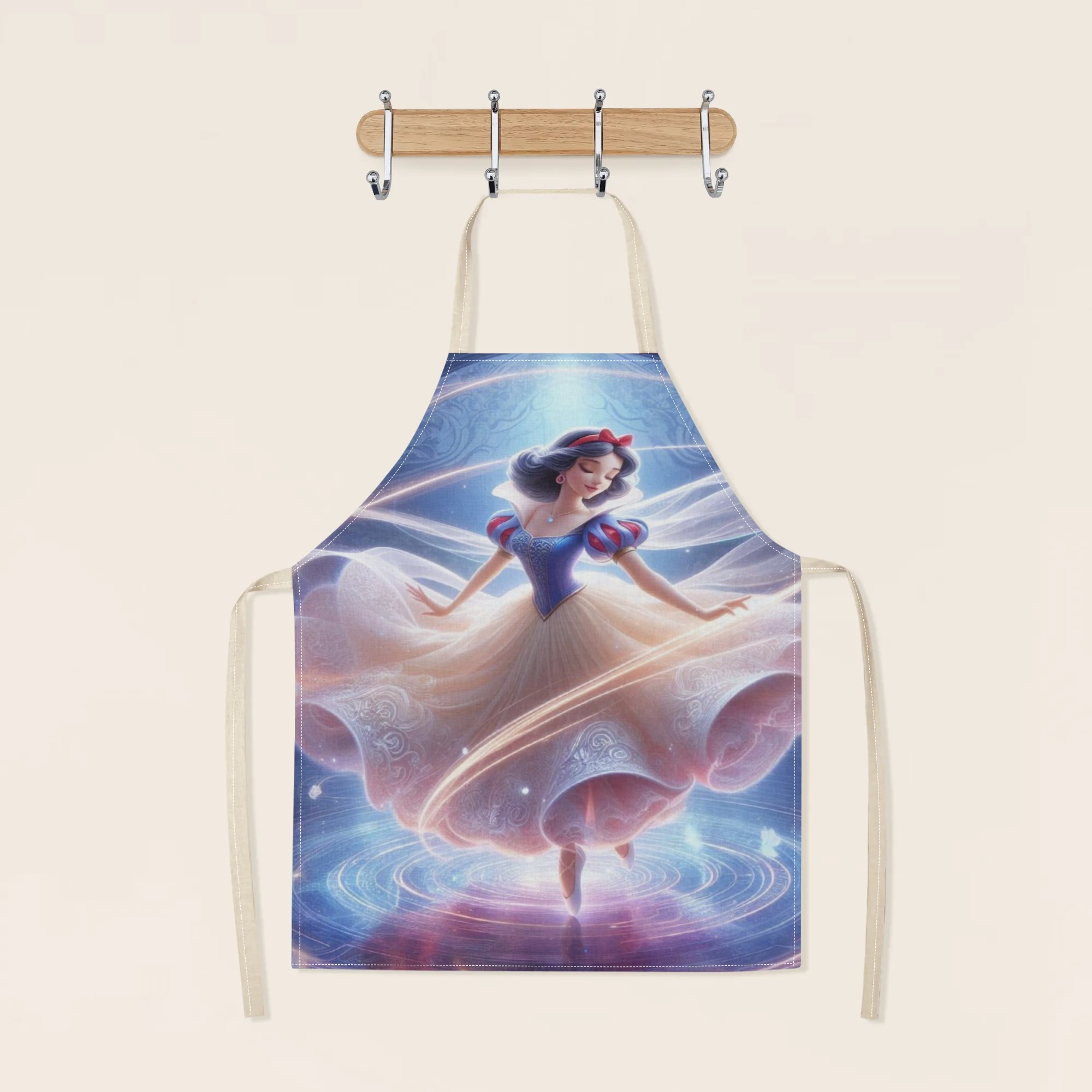 glossy polyester| disney   waterproof apron - magical princess design,   polyester, ideal for home, restaurants, bakeries & food services details 2