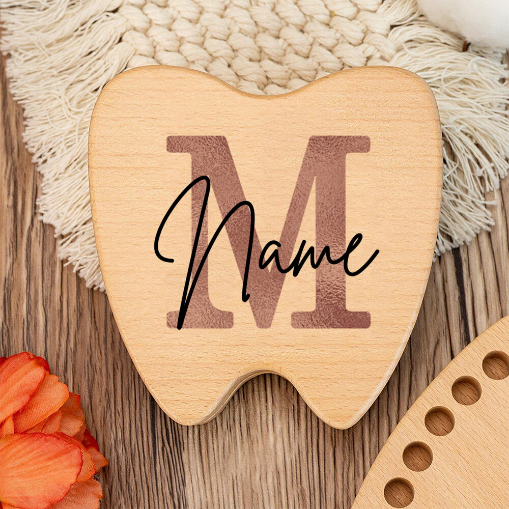 TEMU Boîte de Dents - Organisateur de Souvenirs en Bois avec Emplacement pour Nom/Date/Photo, Cadeau pour Dent, Coffret de Stockage Xylari Durable (