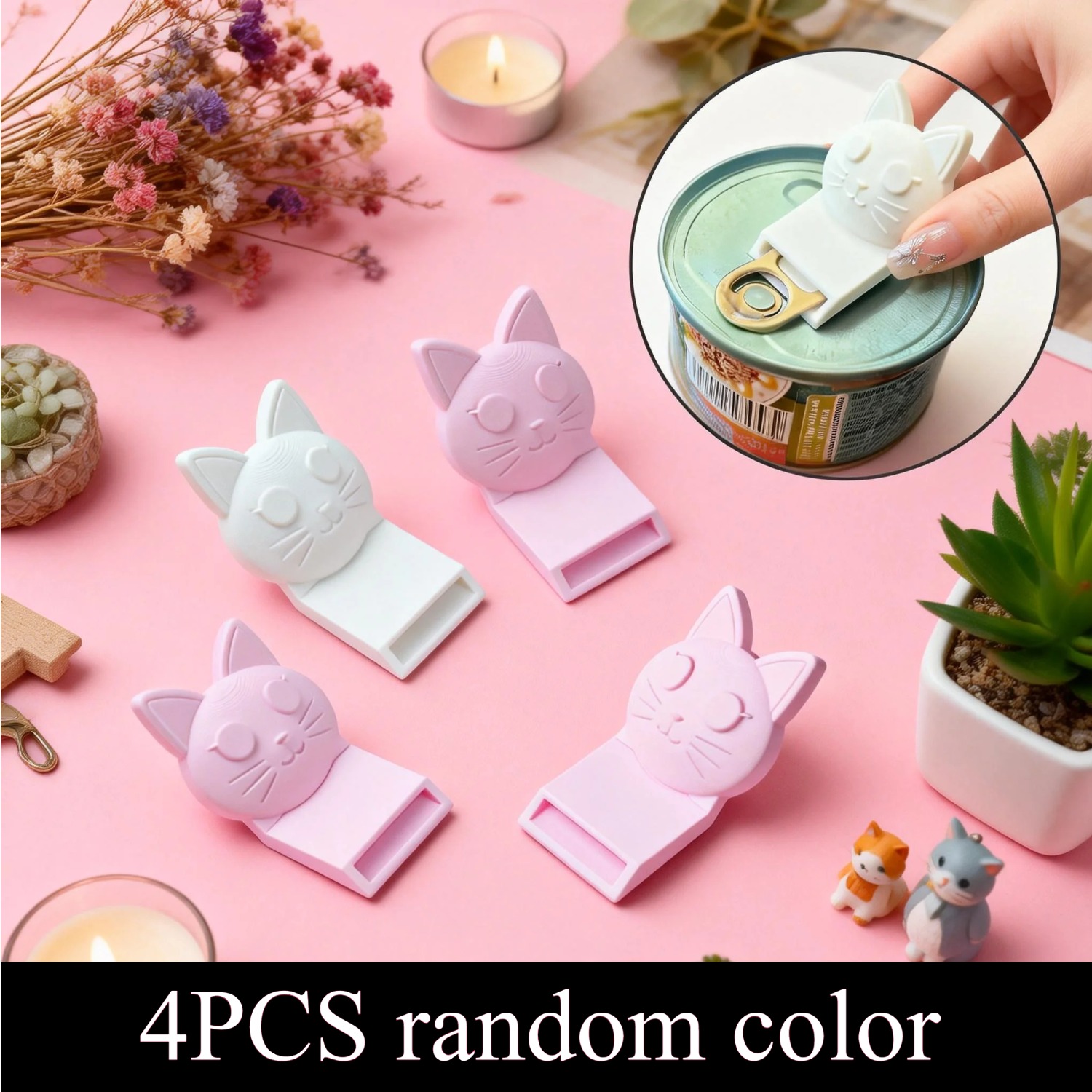 Random 1pc/4pcs Handheld Can Opener | Comfortable Non-slip Handle For Pet Food Cans, Sturdy Plastic Kitchen Gadget With Features