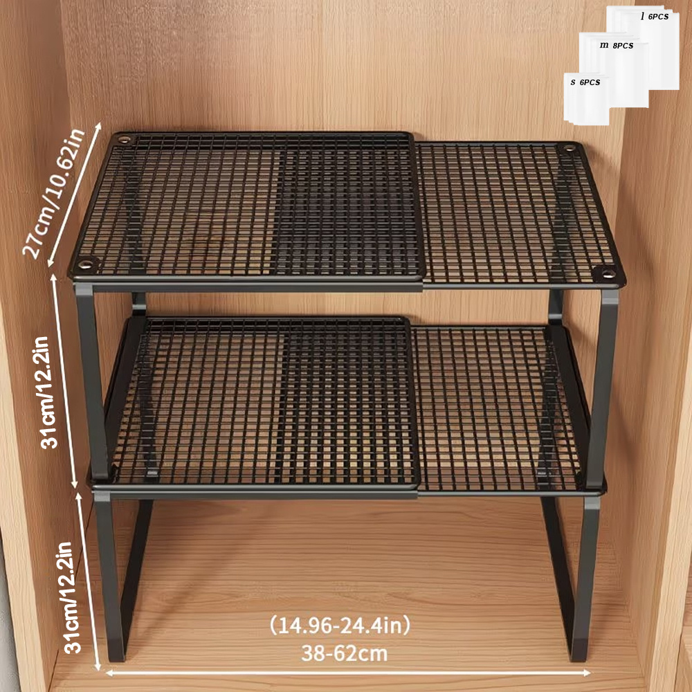 TEMU 2pcs Wardrobe Rack, Expandable Closet Organizer - Heavy-duty Metal Wardrobe Rack, With 10 Storage Bags, Space-saving Storage Shelf For Storing