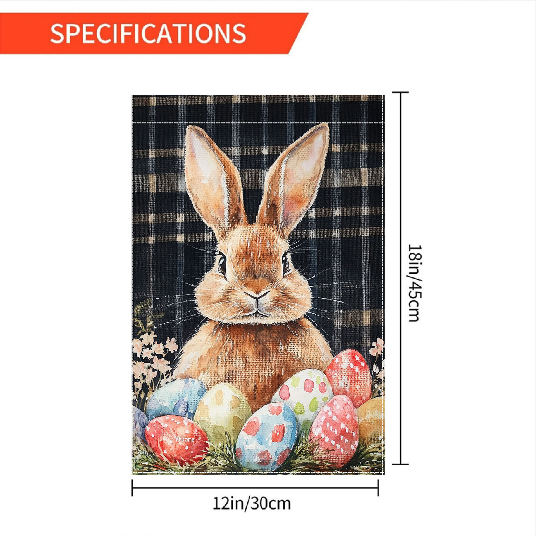 

Easter Garden Flag - Double-sided, Polyester With Cute Rabbits & Eggs Design, 28x40 Inch - Outdoor Home Decor