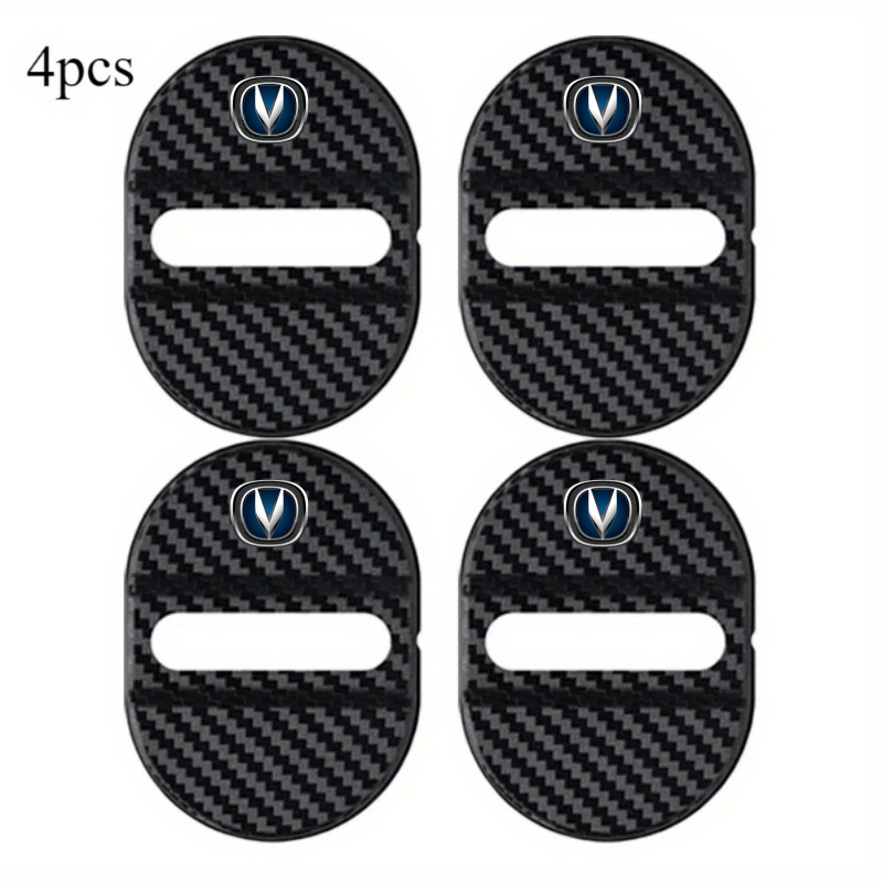 TEMU Automobile Door Lock Protection Cover Set Of 4, Carbon Fiber Texture Design, With Shock Absorption, Vibration , Noise Reduction, And