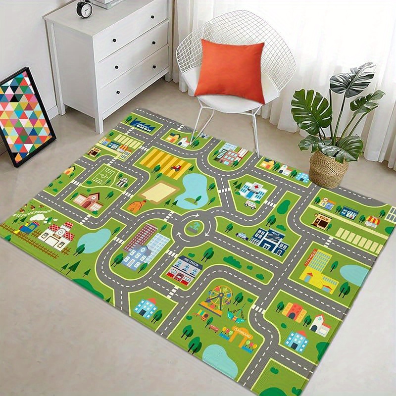 1pc 800g/m2 Mat - 150x210cm Rug For Playroom/bedroom (non-slip Traffic Maze Design, Washable, Educational Pretend Carpet For 3+ Years, Multi- Kitchen/laundry/bathroom Use, Back To School/spring Decor