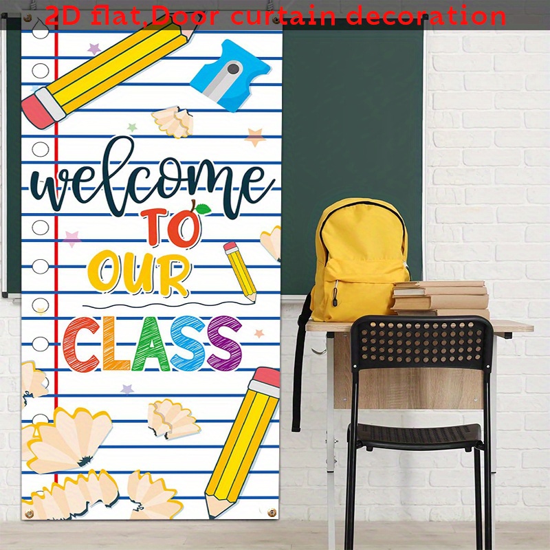 TEMU 2d Flat, 2d Door Banner, [party Backdrop] 2d Flat Banner, 1pc Back To School Door Cover First Day Of School Porch Banner Sign Welcome Back